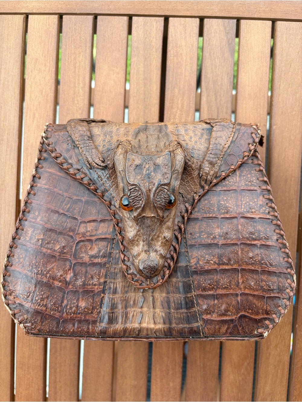 Vintage Genuine Real Alligator Clutch Purse